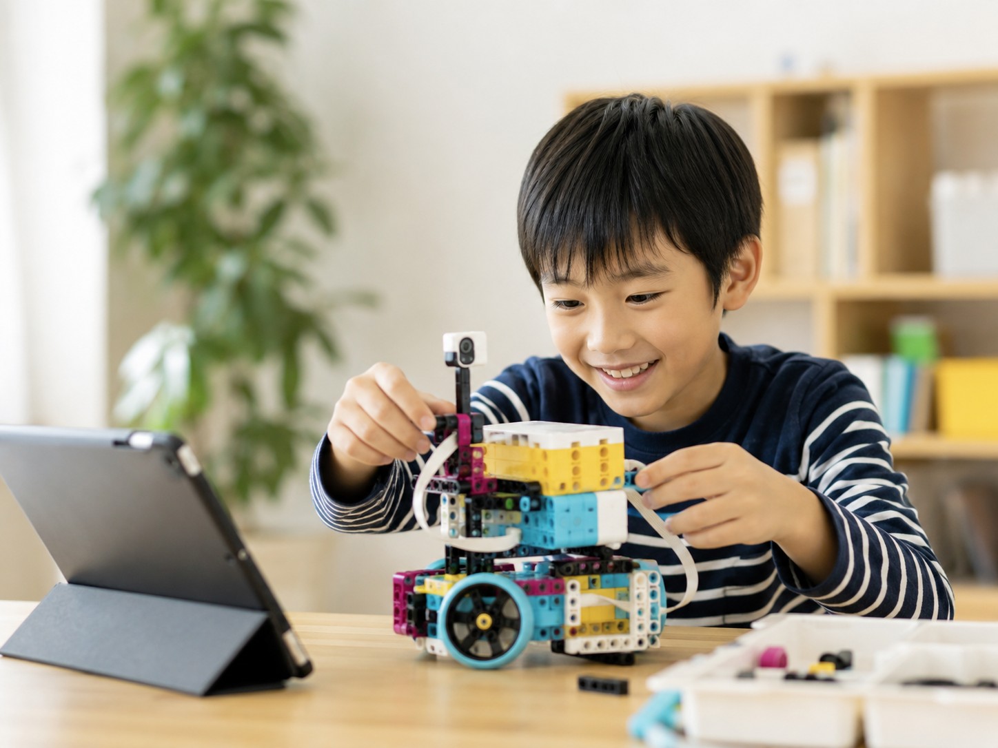 レゴスパイクでプログラミングを体験している子どものイメージ